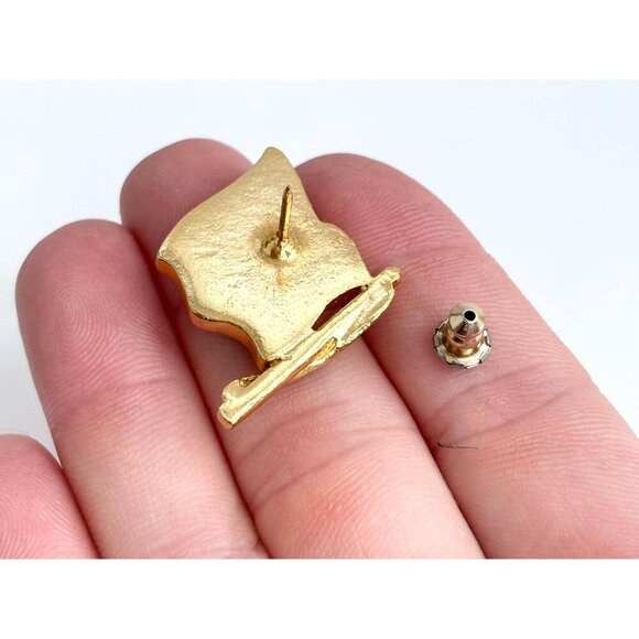 Gold Toned American Flag Vintage Silver T 4th of July | American Pride Lapel Pin - Picture 5 of 10
